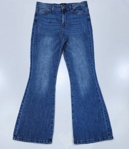 Faded Wide Leg Jeans With Button Closure