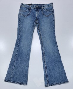 Faded Wide Leg Jeans With Button Closure